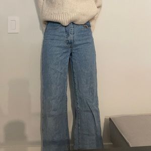 Cotton On Petite Wide Leg Blue Jeans